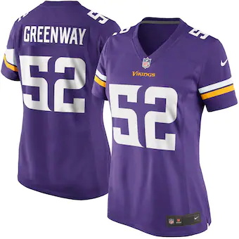 womens minnesota vikings chad greenway nike purple game jer